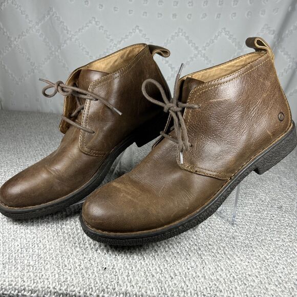 Born Bismark Chukka Boot Lace Up Pull Tab Dark Brown Leather Men's Size 13 - Picture 4 of 10